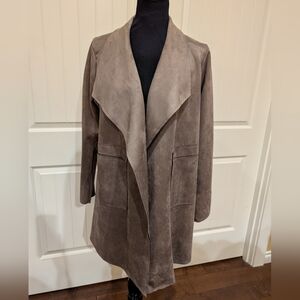 HYFVE Mushroom.Faux Suede Open Front Jacket